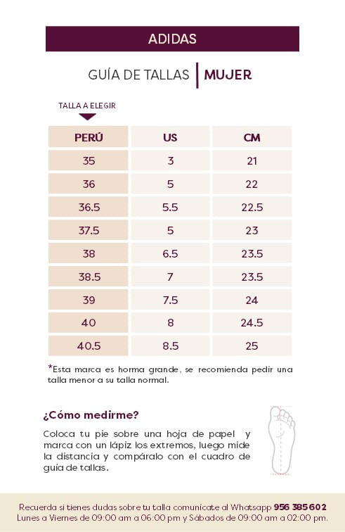 Tabla Tallas Americanas Adidas Calzado Tallas Zapatillas Adidas
